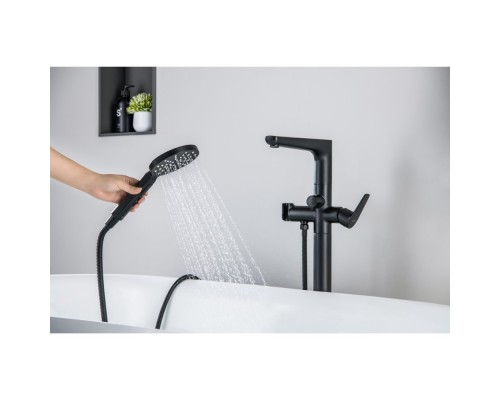 AQ1145MB БЕТТА смеситель для ванны напольный (внешняя и скрытая часть), матовый черный AQ1145MB