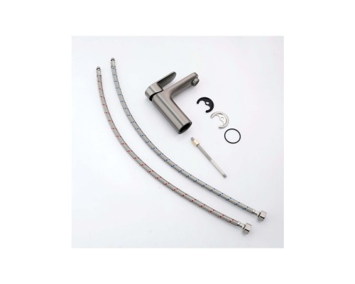 AQ1810BGM НИКА смеситель для раковины 90 без донного клапана, оружейная сталь AQ1810BGM