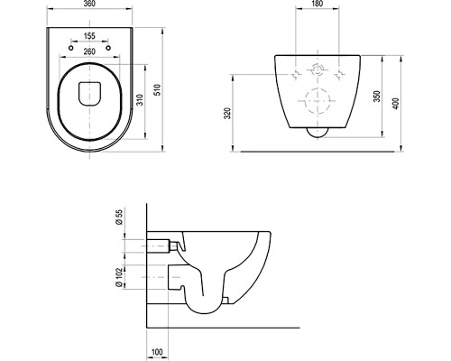 Унитаз подвесной Uni Chrome RimOFF (безободковый) ЧЕРНЫЙ X01794