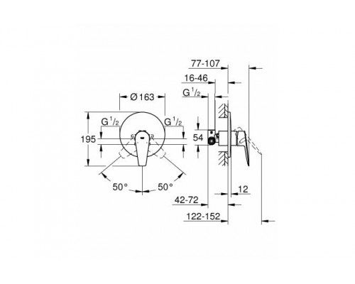 29078001 BauEdge Смеситель для душа (внешняя и встраиваемая части), хром (замена 29078000) 29078001