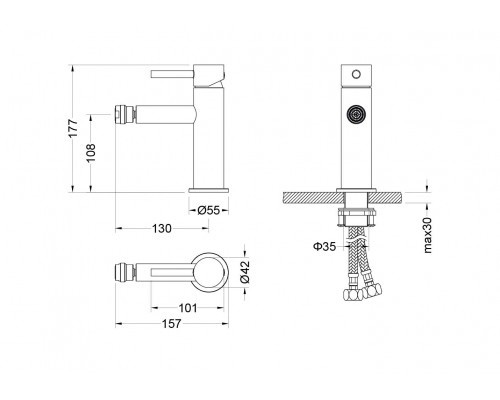 AQ1318BG ЕВРОПА смеситель для биде, шлиф. золото AQ1318BG