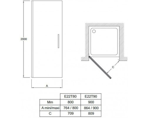 Е22T90-GA CONTRA Распашная дверь 90см E22T90-GA
