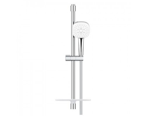 27576003 Tempesta Cube 110 Душевой гарнитур 3 режима струи, душевая штанга 600 мм, шланг 1750 мм, 8,4 л/мин, полочка, хром (замена 27576002) 27576003