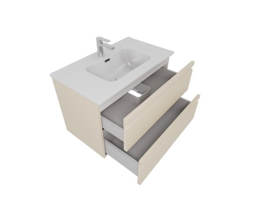 AQ77080-LC Комплект мебели:Тумба 80см ВЕГА с раковиной AQ0480-00, 2 ящика, цвет капучино светлый AQ77080-LC