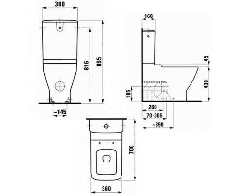 Palace 2470.6.000.231.1 унитаз напольный, под бачок 8.2870.3.000.873.1 8.2470.6.000.231.1