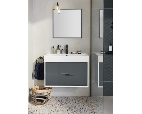 EB1667-J5-J54 VIVIENNE Тумба для раковины 80 см, к. белый блестящий, ф. серый матовый EB1667-J5-J54