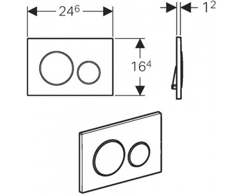 115.882.KK.1 Клавиша смыва Sigma 20, двойной смыв, к 111.300/350/361/362/380/390/796 бел/бел/золото 115.882.KK.1