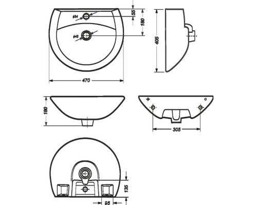АТТИКА 48 Умывальник пьедестальный ВКС Белый S1 (WB.PD/Attica/48-C/WHT.G/S1) WB.PD/Attica/48-C/WHT.G/S1