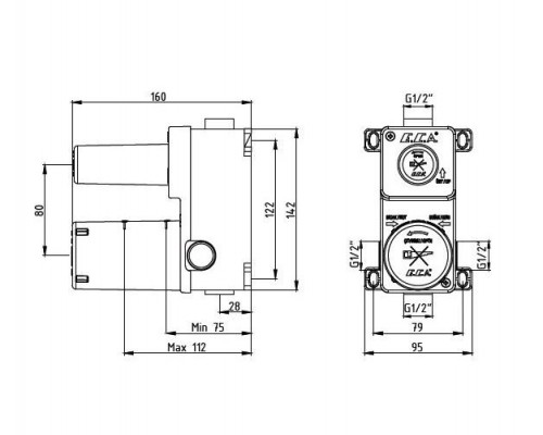 102166201C1EX скрытая часть для смесителя на 2 режима матовый черный 102166201C1EX
