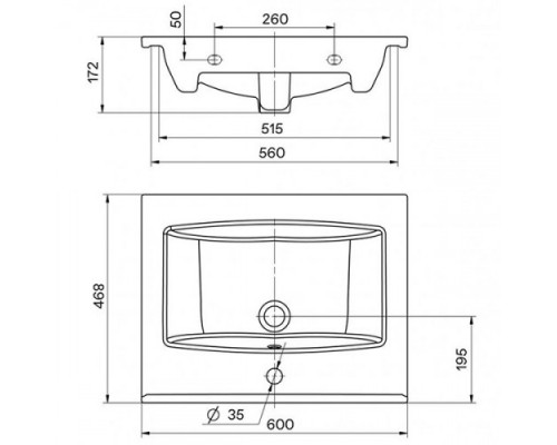 1.WH50.1.606 ЭЛИНА Умывальник 60 см 1.WH50.1.606