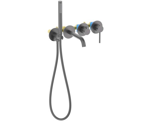 AQ1344BGM ЕВРОПА смеситель для ванны встроенный (внешняя и скрытая часть), оружейная сталь AQ1344BGM