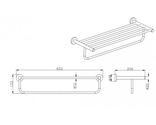 AQ4015MB ВЕГА полка для полотенец, матовый черный AQ4015MB