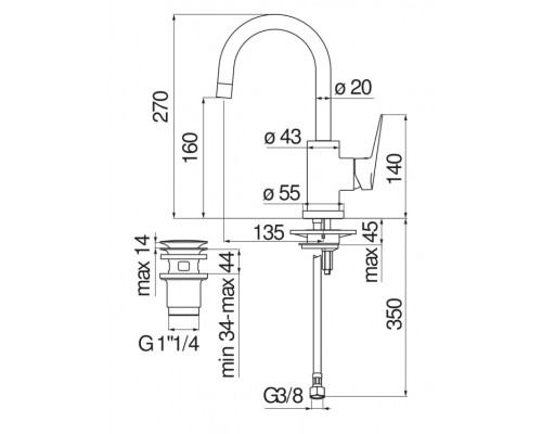 BS101338/2CR BLUES смеситель для раковины BS101338/2CR