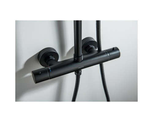 AQ2343MB ЕВРОПА термостатическая душевая система (смеситель для душа) 220мм, матовый черный AQ2343MB