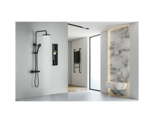 AQ2343MB ЕВРОПА термостатическая душевая система (смеситель для душа) 220мм, матовый черный AQ2343MB