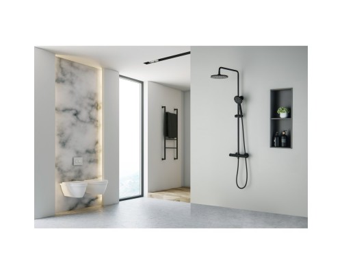 AQ2343MB ЕВРОПА термостатическая душевая система (смеситель для душа) 220мм, матовый черный AQ2343MB