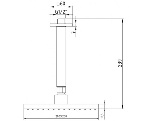 102145032C1EX квадратный TIERA верхний душ 200x200мм матовый черный 102145032C1EX