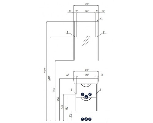 1A2117K1SIW60 Набор: 1A211701SIW60 Тумба-умывальник Сильва 50 Дуб Фьорд/ 1WH302184 Раковина Нео 50 1A2117K1SIW60