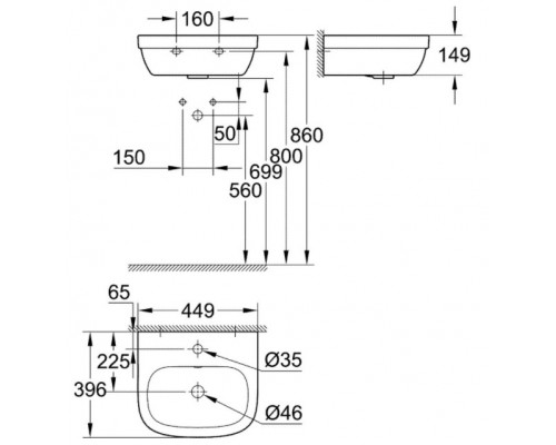 39324000 Euro Ceramic Мини-раковина 45 см, альпин-белый (27 шт пал - 126319) 39324000