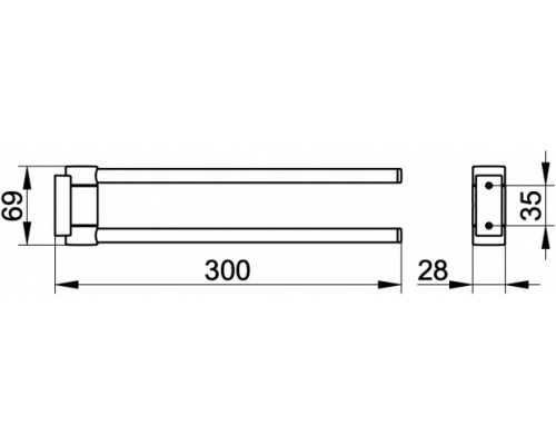 14919370000 PLAN Полотенцедержатель двойной, поворотный, 300 мм, чёрный матовый 14919370000
