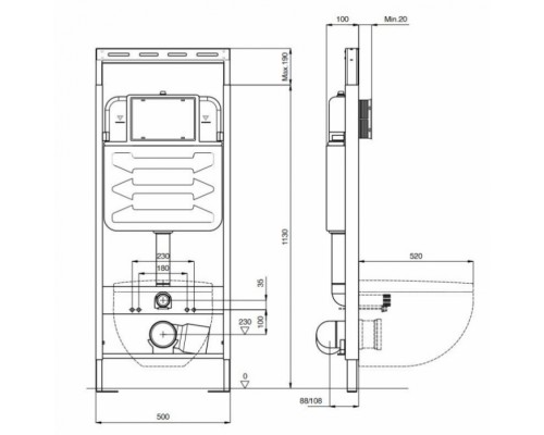SET AQUATEK ВЕГА-1905-017 (рама AQUATEK Standard INS-0000012 с клавишей KDI-0000017 и крепежом KKI-0000002+унитаз ВЕГА AQ1905-00 с тонким сиденьем sc SET AQUATEK ВЕГА-1905-017