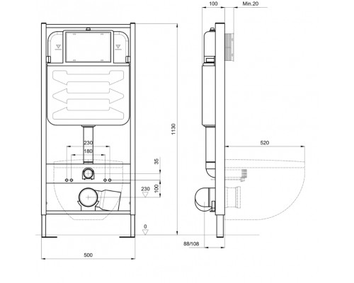 Set AQUATEK ЕВРОПА (рама AQUATEK Standard INS-0000012+звукоизоляционная прокладка+унитаз ЕВРОПА AQ1106-00+тонкое сиденье с механизмом плавного закрыва Set AQUATEK ЕВРОПА New cm