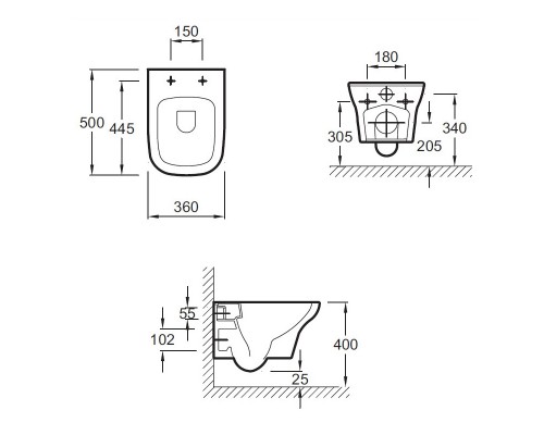 E21772RU-00 Подвесной унитаз c инсталляцией Jacob Delafon Vox, сиденье микролифт (E29025+EDM102+E20142), без панели смыва E21772RU-00