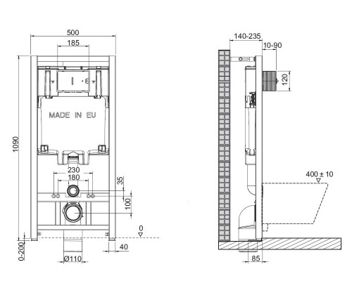 E21772RU-00 Подвесной унитаз c инсталляцией Jacob Delafon Vox, сиденье микролифт (E29025+EDM102+E20142), без панели смыва E21772RU-00