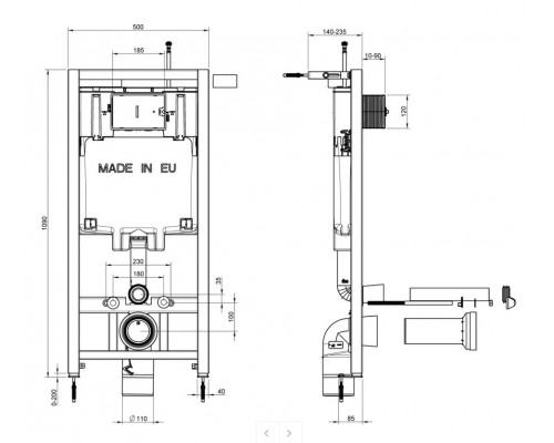 E21750RU-00 Унитаз c инсталляцией Rodin+, сиденье тонкое микролифт, панель для двойного смыва, глянцевый белый (E36495-NF+E36496-00+EDY102+E23280) E21750RU-00