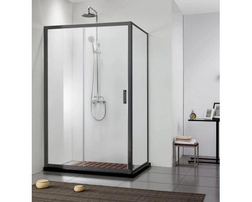 AQ ARI WA 09020BL Неподвижная душевая стенка 900x2000, для комбинации с дверью, профиль черный, стекло прозрачное AQ ARI WA 09020BL