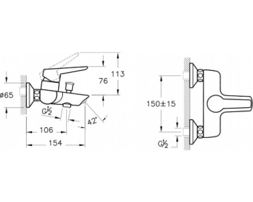 A42444EXP Solid S смеситель для ванны и душа VitrA A42444EXP