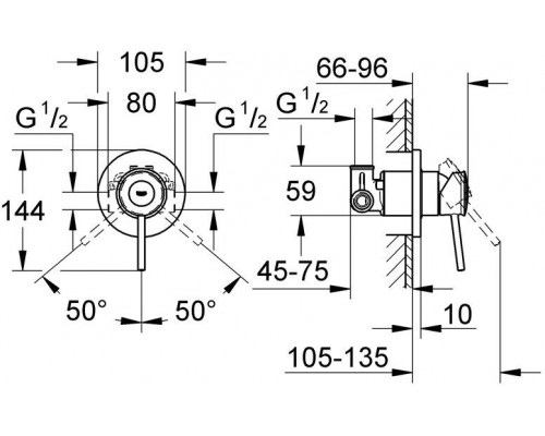29048000 BauClassic Смеситель для душа (со встраиваемым механизмом), хром 29048000