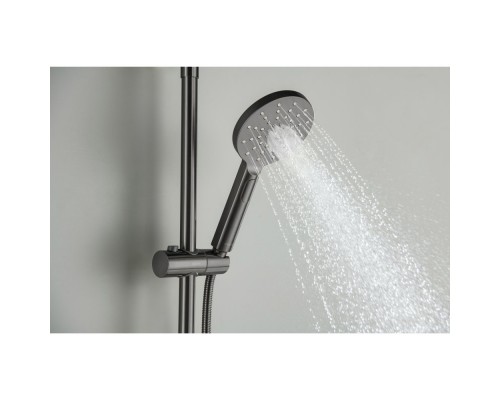 AQ2160BGM БЕТТА душевая система (смеситель для душа) 220мм, оружейная сталь (шлиф. черный хром) AQ2160BGM