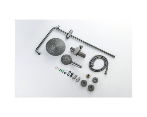 AQ2160BGM БЕТТА душевая система (смеситель для душа) 220мм, оружейная сталь (шлиф. черный хром) AQ2160BGM