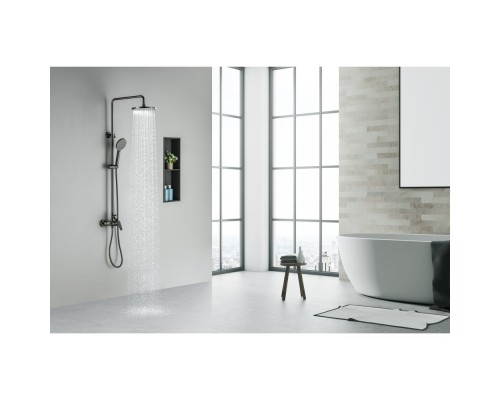 AQ2160BGM БЕТТА душевая система (смеситель для душа) 220мм, оружейная сталь (шлиф. черный хром) AQ2160BGM