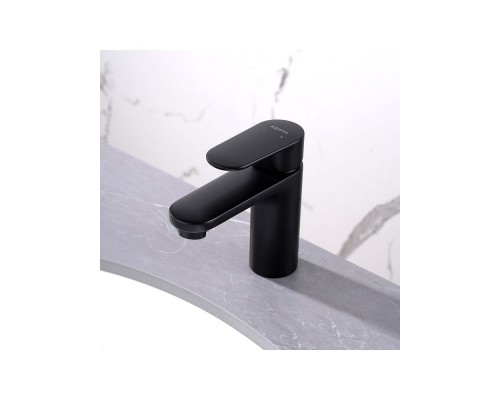 AQ1810MB НИКА смеситель для раковины 90 без донного клапана, матовый черный AQ1810MB