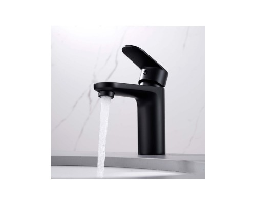 AQ1810MB НИКА смеситель для раковины 90 без донного клапана, матовый черный AQ1810MB