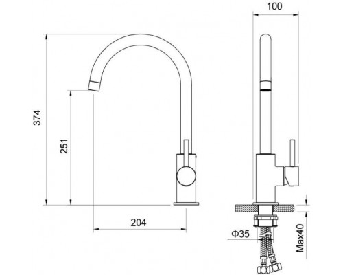 AQ1382CR ЕВРОПА смеситель для кухни AQ1382CR