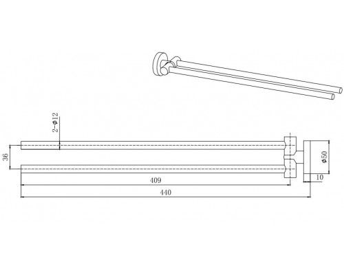 AQ4013CR ВЕГА полотенцедержатель двойной AQ4013CR