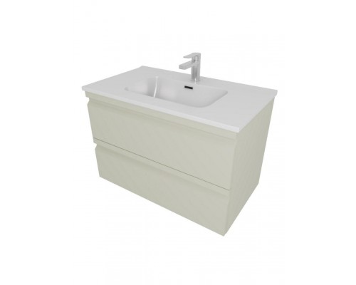 AQ77060-GS Комплект мебели: Тумба 60см ВЕГА с раковиной AQ0460-00, 2 ящика, цвет шалфей зеленый AQ77060-GS