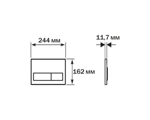 KDI-0000064(HD) Панель смыва Черный матовый ободок хром (клавиши прямоугольные), 162244 мм KDI-0000064