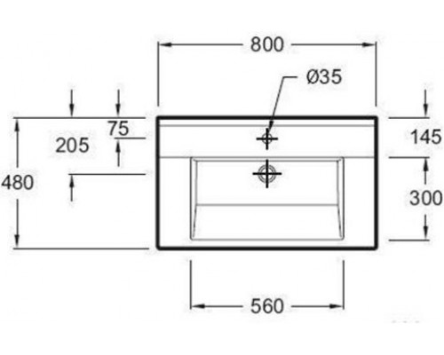 STRUKTURA EXH112-00 раковина-столешница. Ш 80 x 48 см, подвесная EXH112-00