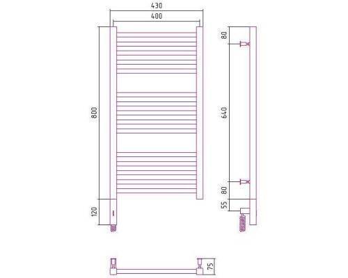 Сунержа Модус 3.0 Полотенцесушитель электрический 40x80h, лев., цвет: мат. шампань 022-5700-8040 Сунержа Модус 3.0 Полотенцесушитель электрический 40x80h, лев., цвет: мат. шампань 022-5700-8040