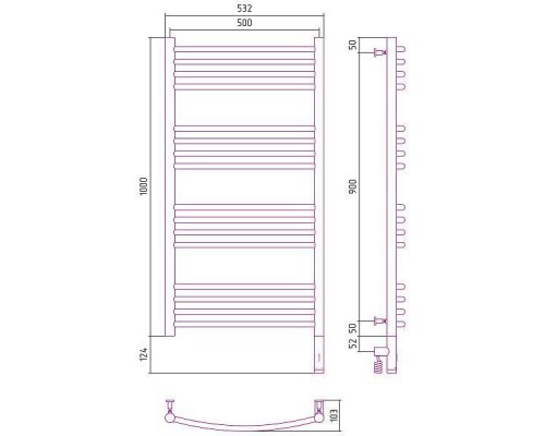 Сунержа Богема 3.0 Полотенцесушитель электрический 50x100h, прав., цвет: состар. бронза 05-5803-1050