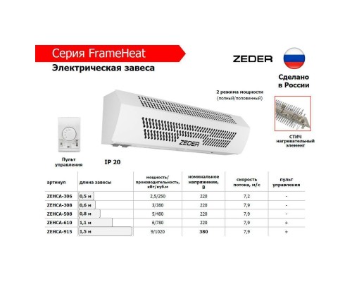 Тепловая завеса Zeder ZСS01-508 (FrameHeat)