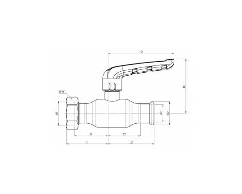 Кран шаровой пресс KAN -therm Inox 15 х 3/4" с накидной гайкой, нерж. сталь