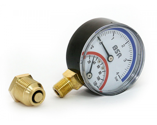 Термоманометр BSR 120°C, 4 бар, 1/2", Ø 63, радиальный