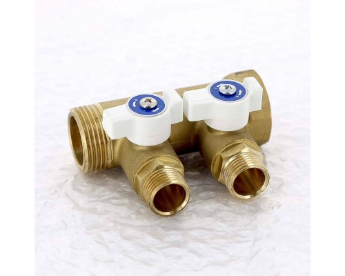 Коллектор НВ 1" с кранами UNI-FITT 2 выхода 1/2"Н 40мм Коллектор НВ 1" с кранами UNI-FITT 2 выхода 1/2"Н 40мм