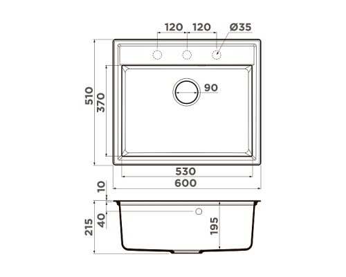 Omoikiri Daisen 60-PA Кухонная мойка Artgranit 60x51 см, цвет: пастила 4993618