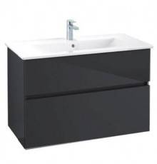Тумба под раковину, Villeroy&Boch, Verity Line, шгв 755-482-618, с раковиной Venticello, цвет-черный матовый